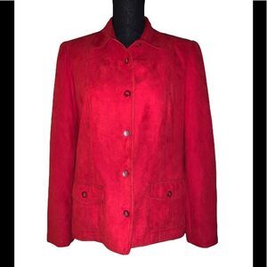 Alfred Dunner Faux Suede Button Front Jacket